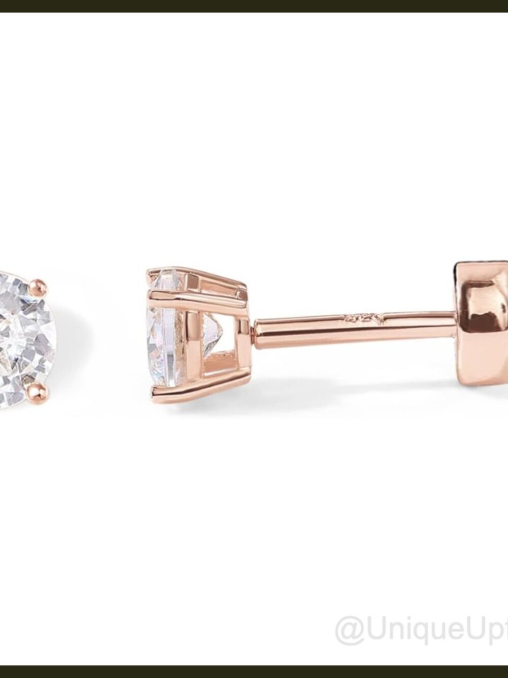 14K Gold Plated Flat Back Stud Earrings with Cubic Zirconia Screw Back
